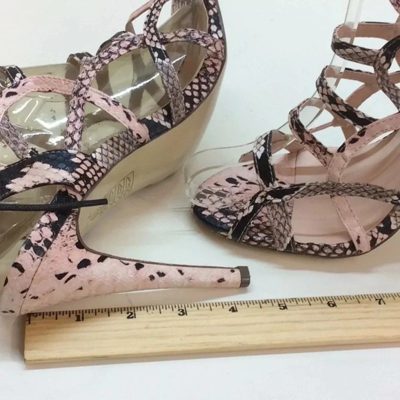 Athena Pink & Black Sexy Lace Up Stilettos - Picture 5 of 8